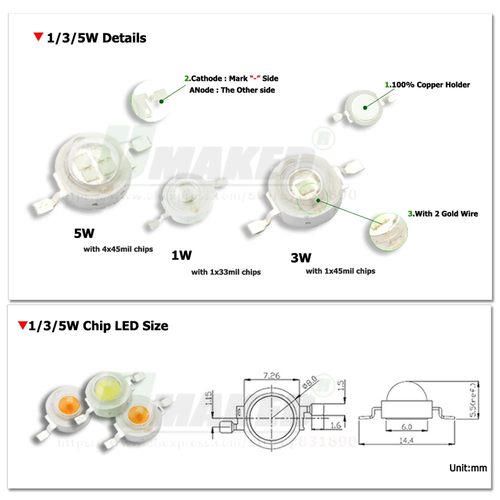 3W Infrared IR LED Chip for CCTV