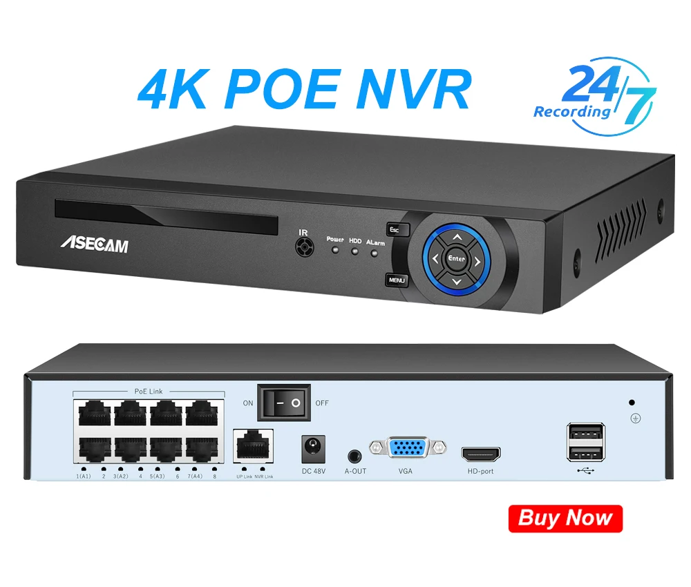 ASECAM 4K 8MP PoE Security Camera