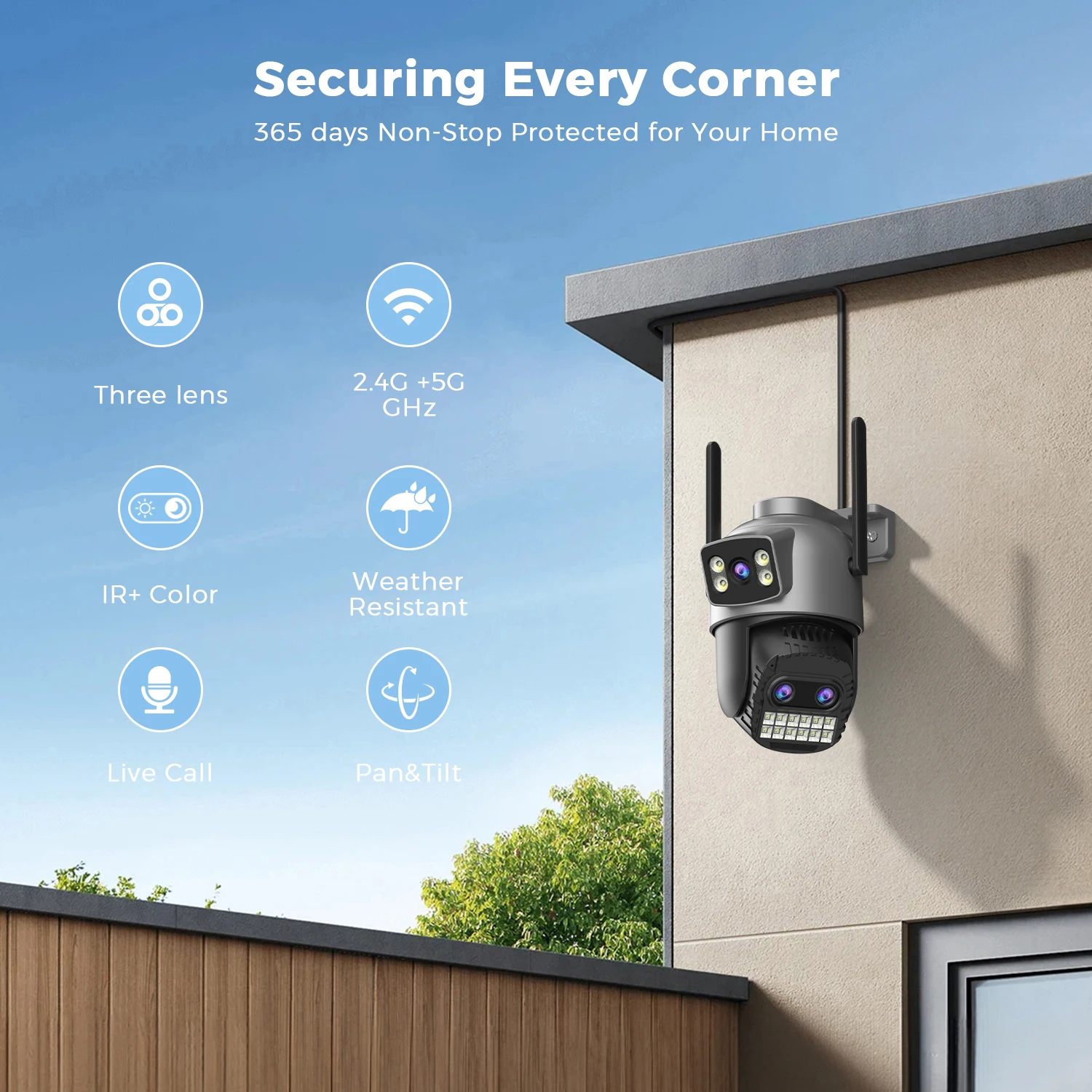 BESDER Dual Screen WiFi PTZ Camera