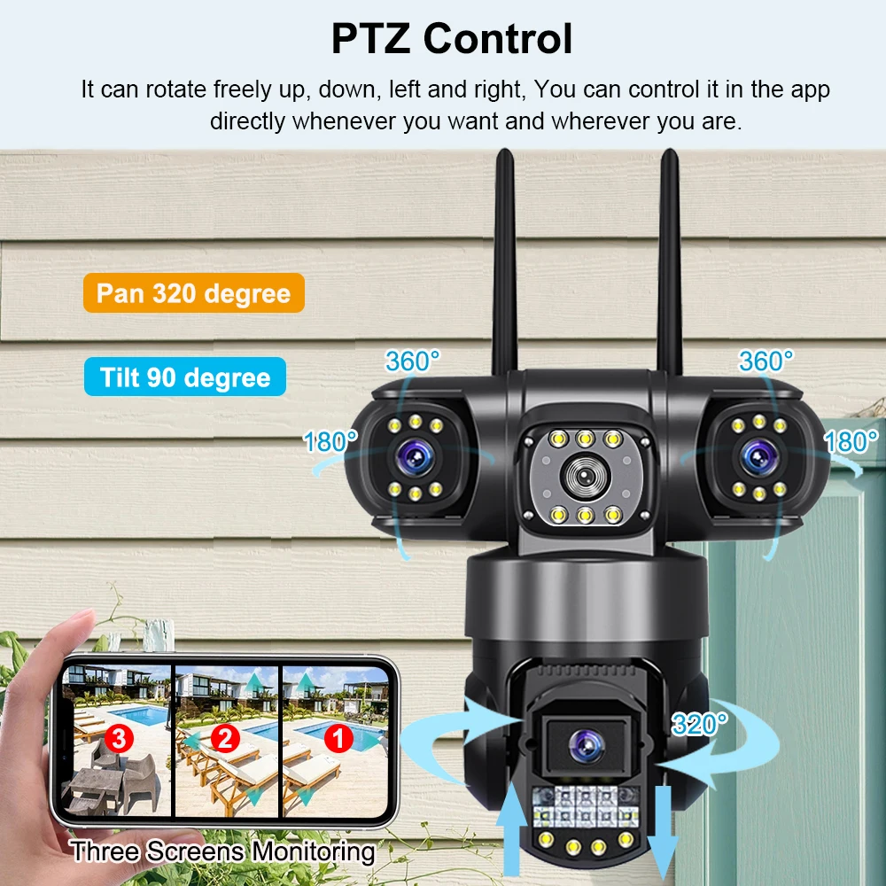 V380 Pro Triple Lens WiFi Security Camera