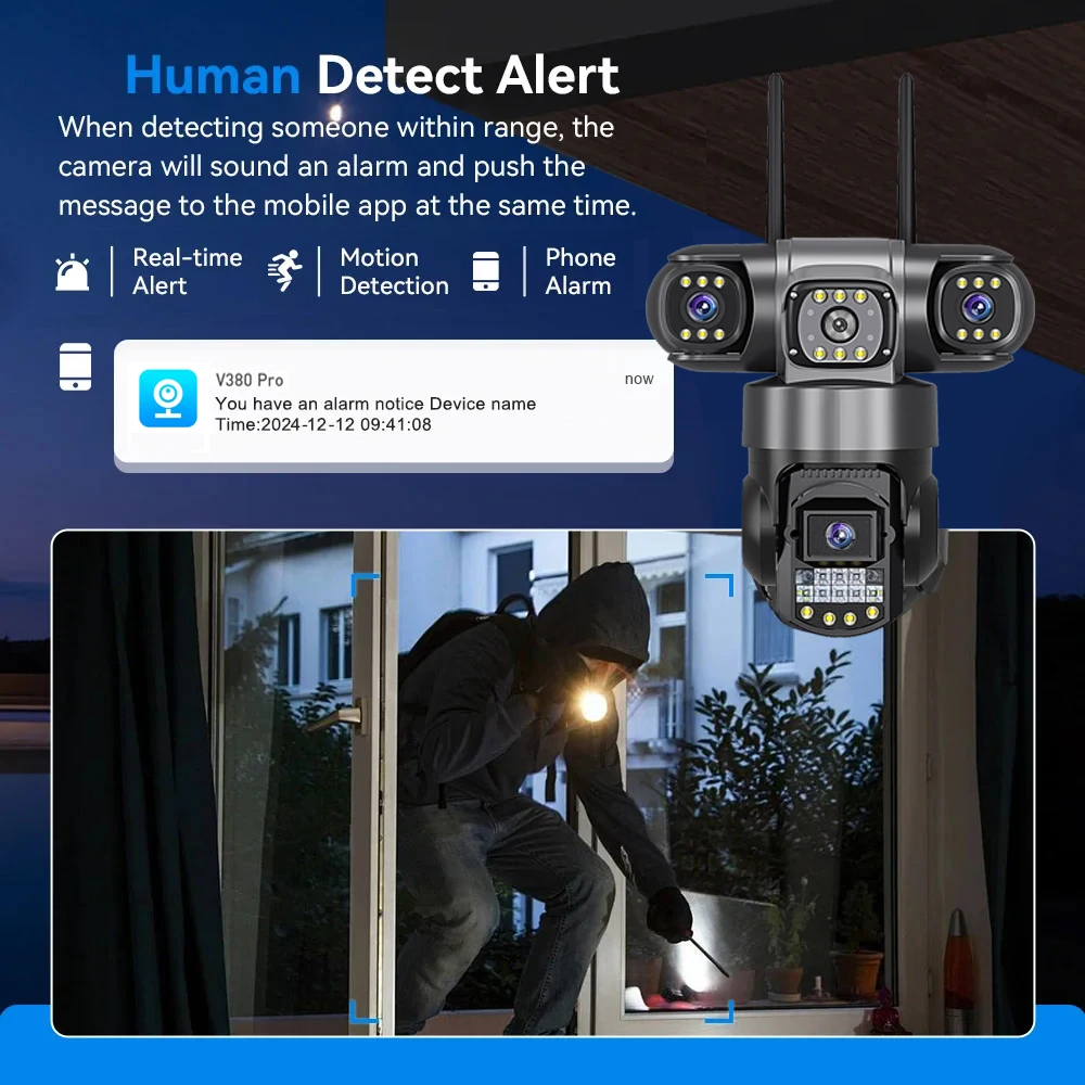 V380 Pro Triple Lens WiFi Security Camera