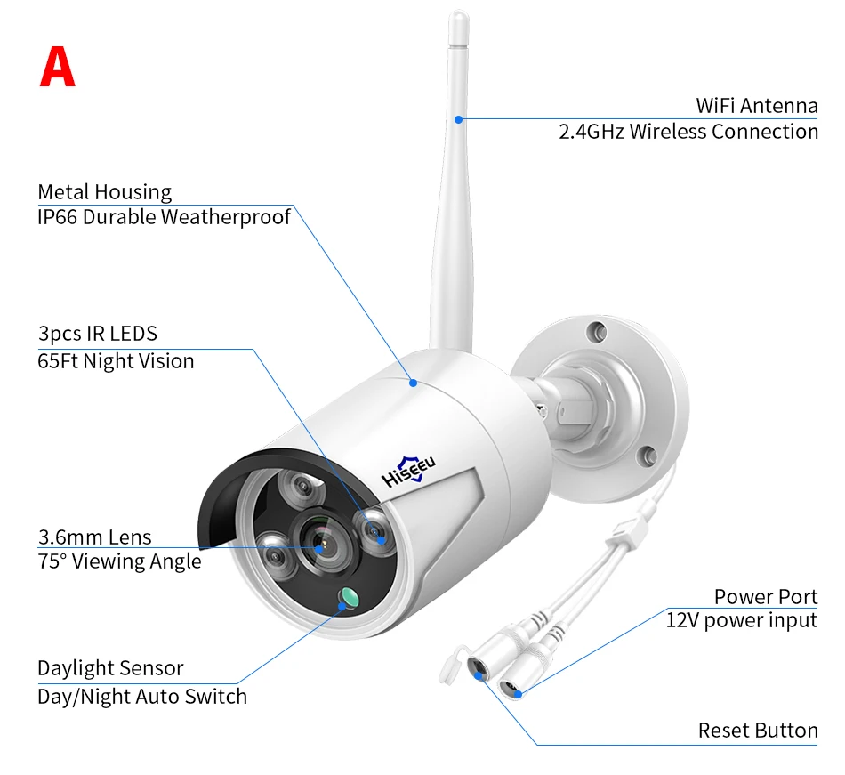 Hiseeu WiFi Security Camera IP66