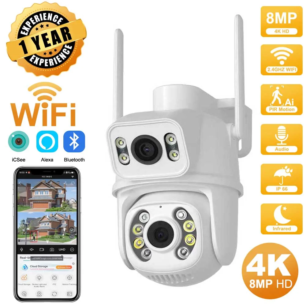 4K 8MP Dual Lens PTZ Security Camera
