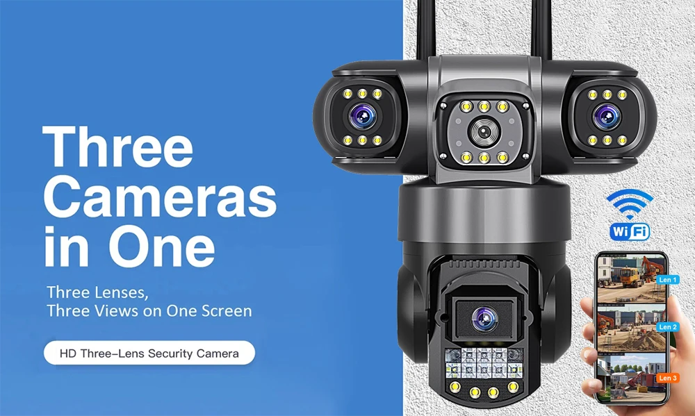 V380 Pro Triple Lens WiFi Security Camera