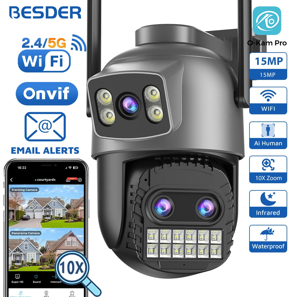 BESDER Dual Screen WiFi PTZ Camera