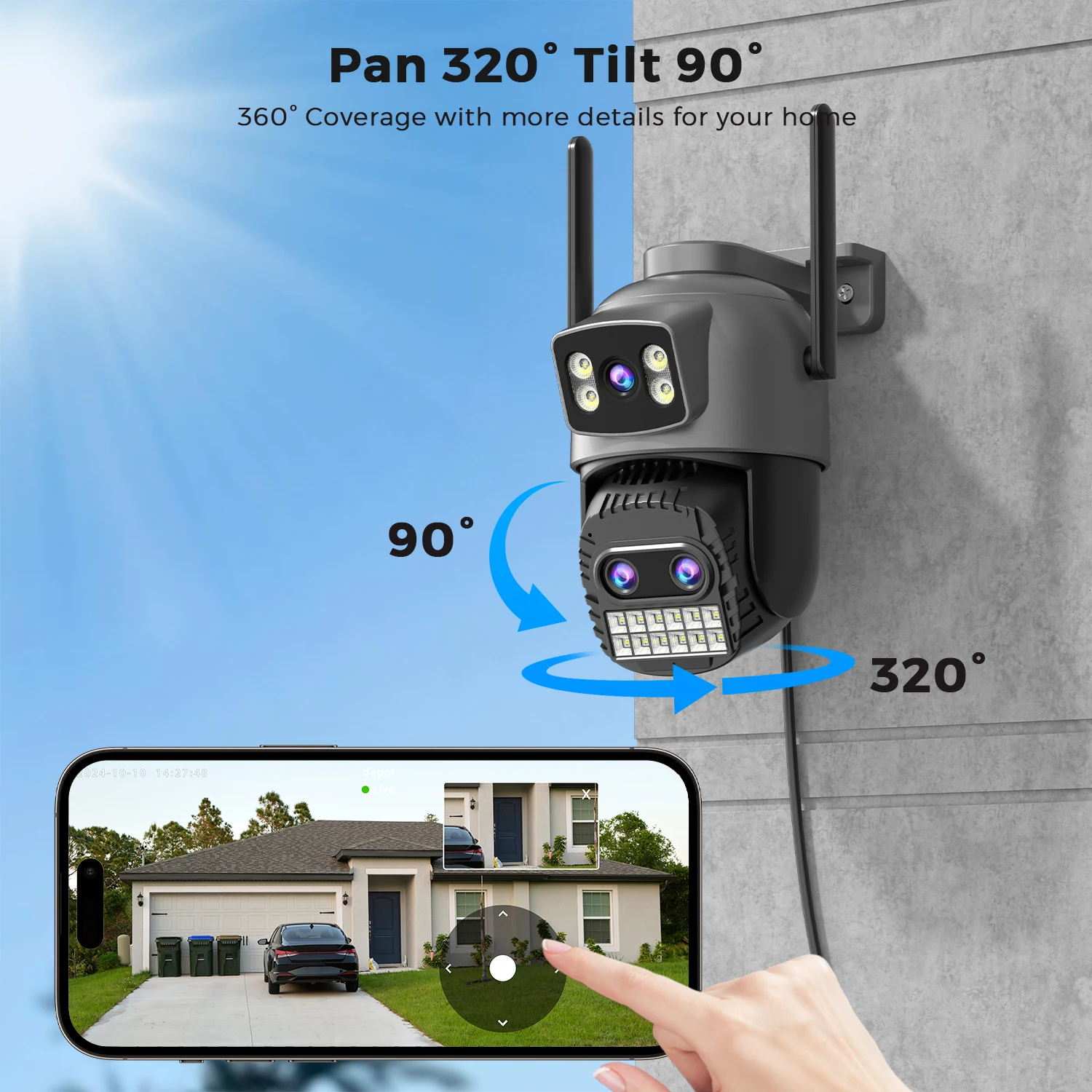 BESDER Dual Screen WiFi PTZ Camera