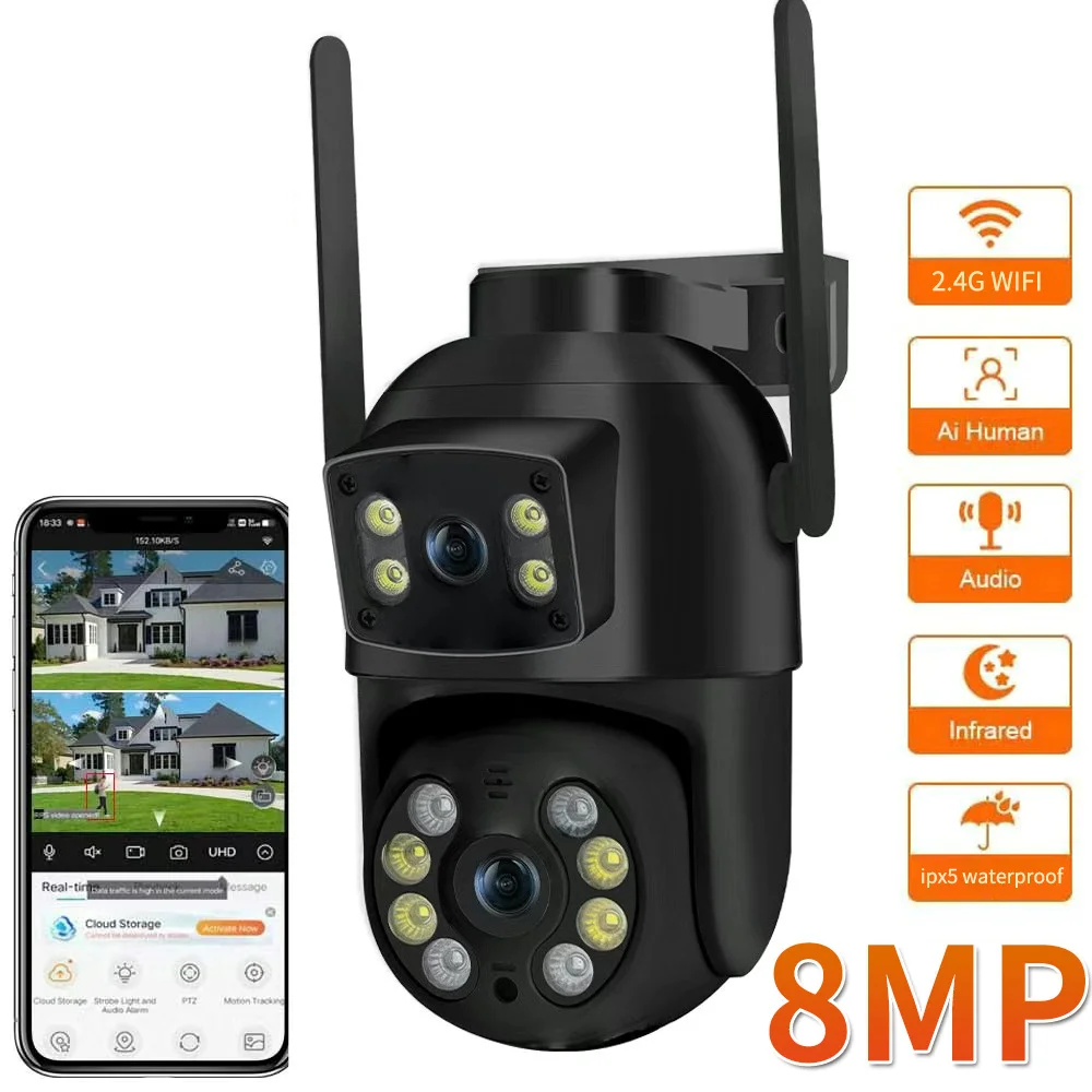 8MP 4K Dual Lens PTZ Camera