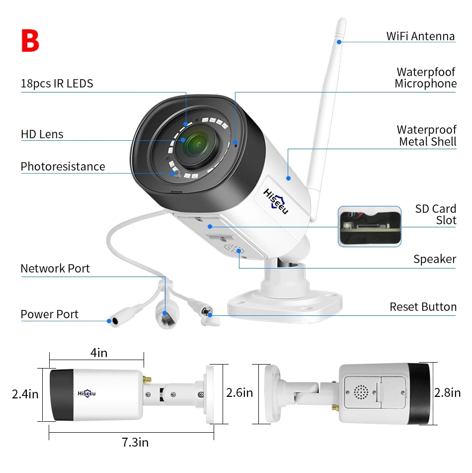Hiseeu WiFi Security Camera IP66
