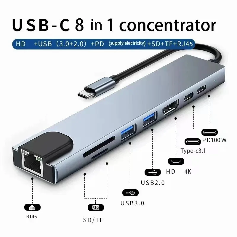 USB-C Hub 8 in 1 Adapter
