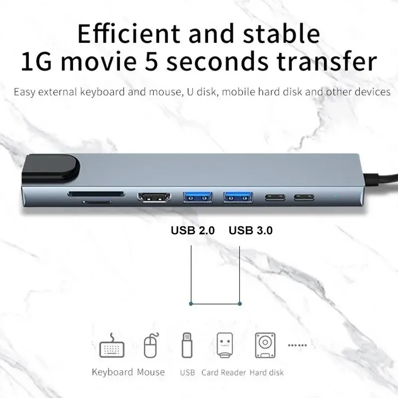 USB-C Hub 8 in 1 Adapter
