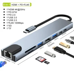 USB-C Hub 8 in 1 Adapter